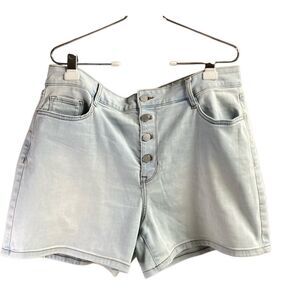 NINE WEST Women’s Button Front Lightwash Jean Shorts Size 18 Blue